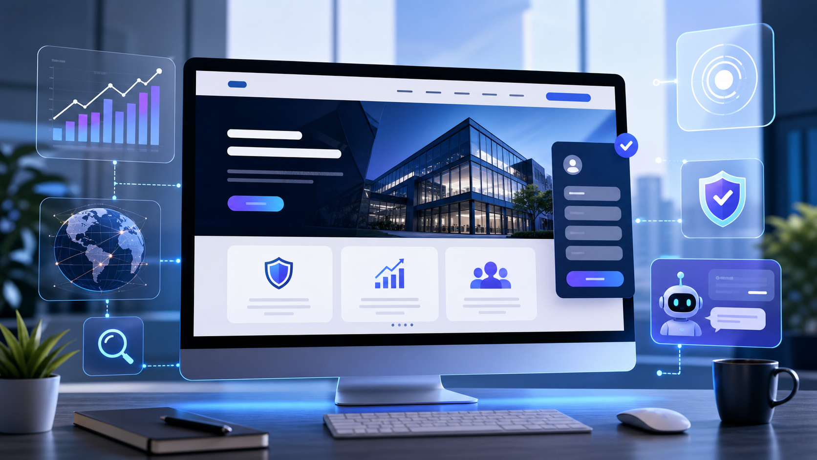 Kurumsal web sitesi, güven sinyalleri ve teklif akışını temsil eden blog kapak görseli