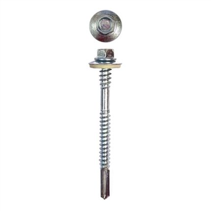 5.5x76 DIN 7504K Altıköşe Pul Başlı Matkap Uçlu Poliüretan Çatı Sandviç Panel Vidası 12 mm