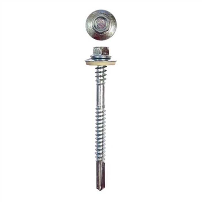 5.5x120 DIN 7504K Altıköşe Pul Başlı Matkap Uçlu Poliüretan Çatı Sandviç Panel Vidası 12 mm